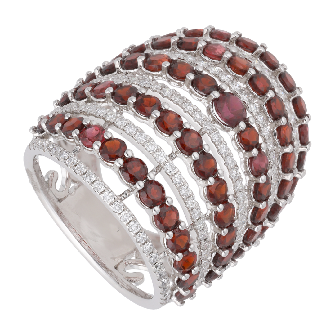 Anillo grande granate 18K