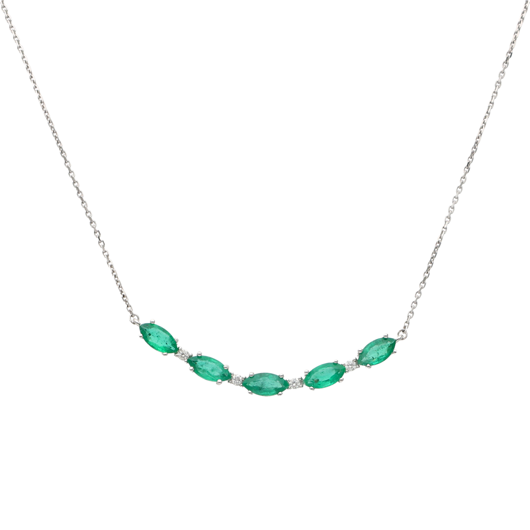 Collar sonrisa esmeraldas y brillantes 18K