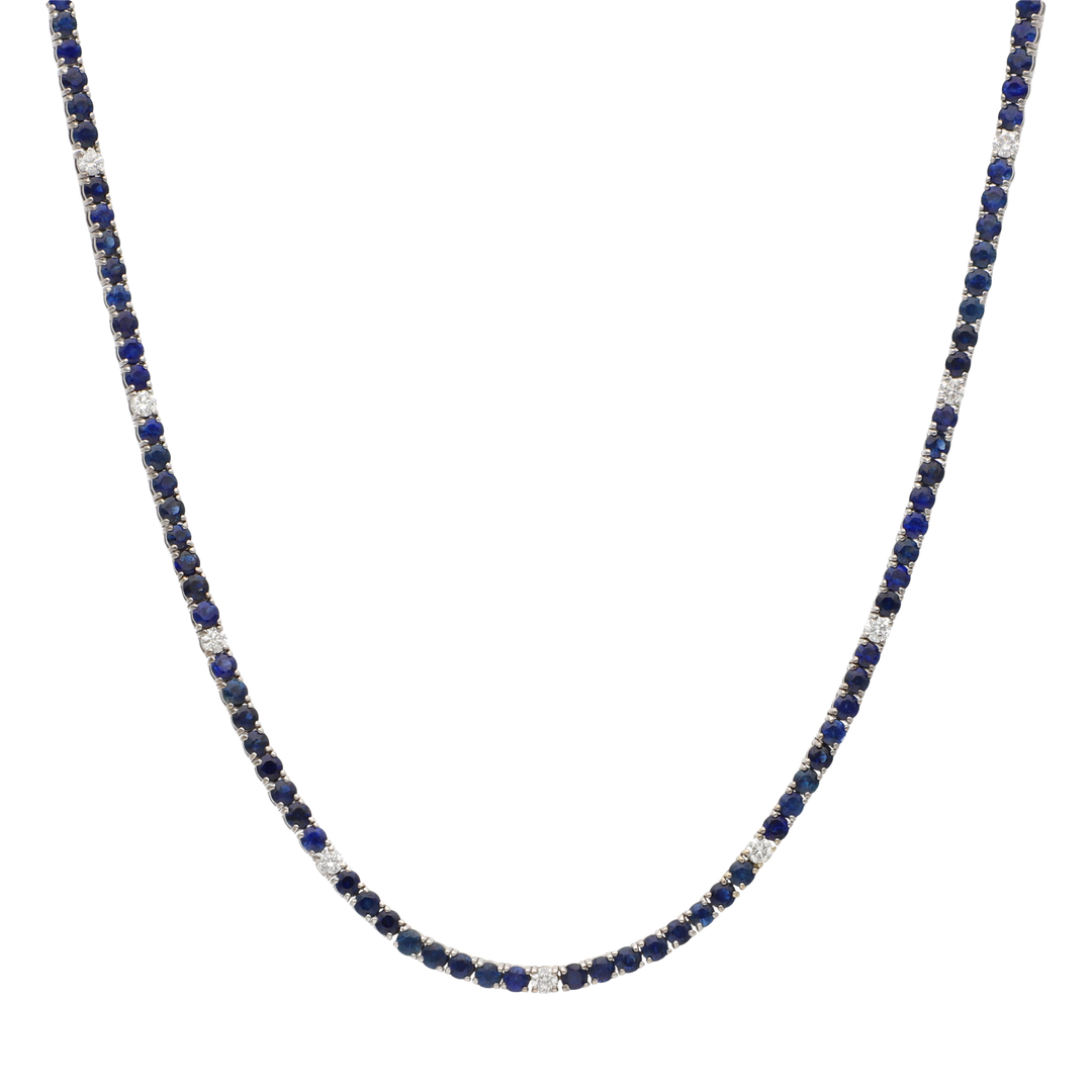 Tennis necklace zafiros y brillantes 14K