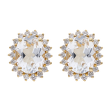 Broquel topacio oval y diamantes 14K