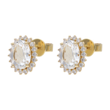 Broquel topacio oval y diamantes 14K