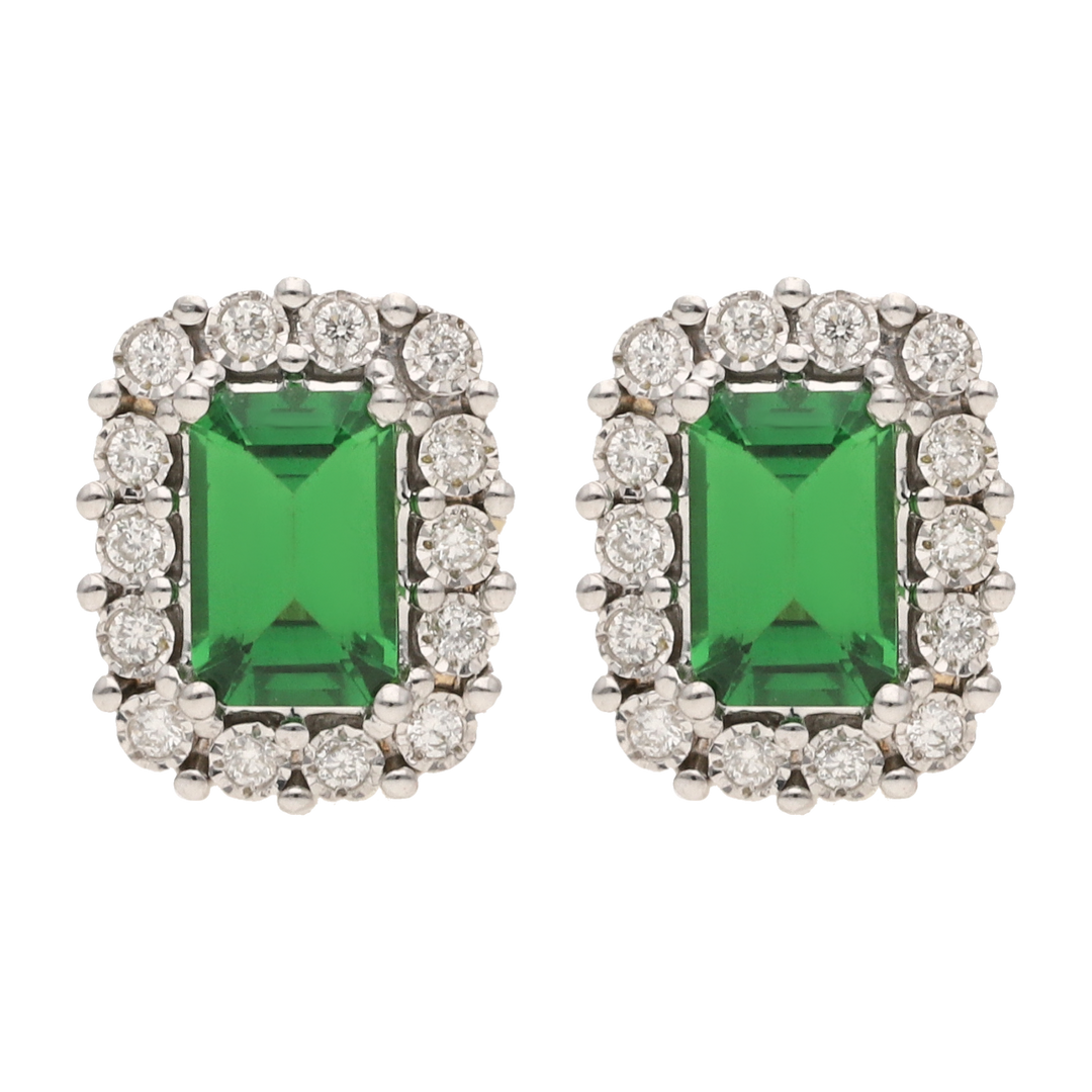 Broquel tsavorita y bisel brillantes 14K