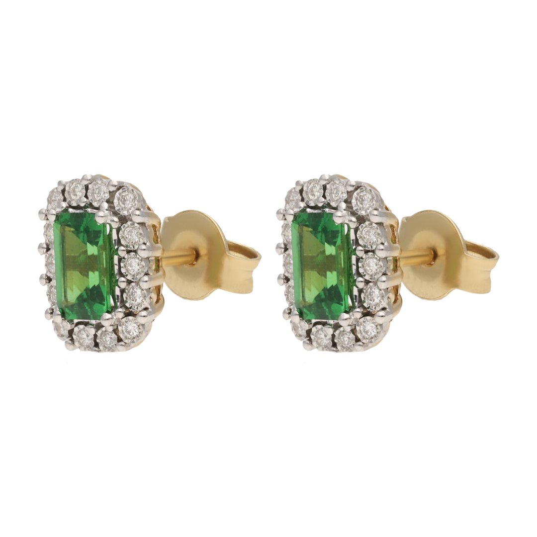 Broquel tsavorita y bisel brillantes 14K
