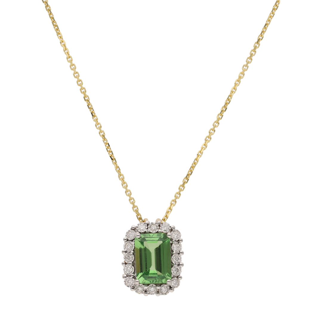 Collar tsavorita y bisel brillantes 14K