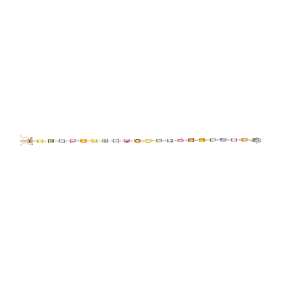 Pulsera multicolor semipreciosas y diamantes 14K