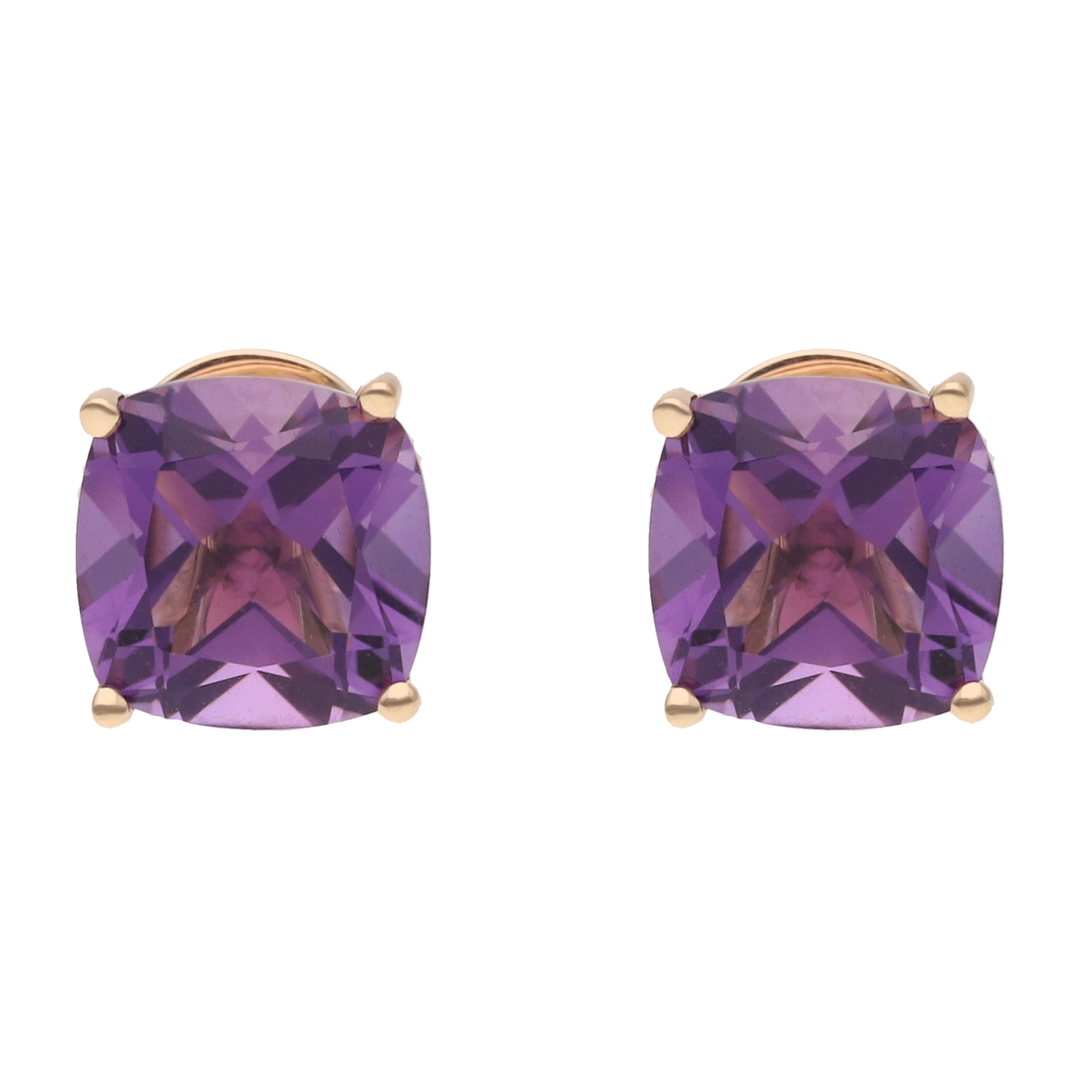 Broquel amatista oro rosa 14K