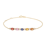Pulsera cadena semipreciosas y diamantes 14K
