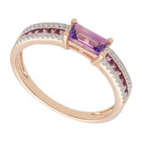 Anillo amatista y brillantes 14K