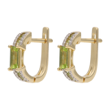 Arracadas peridot y brillantes oro amarillo 14K