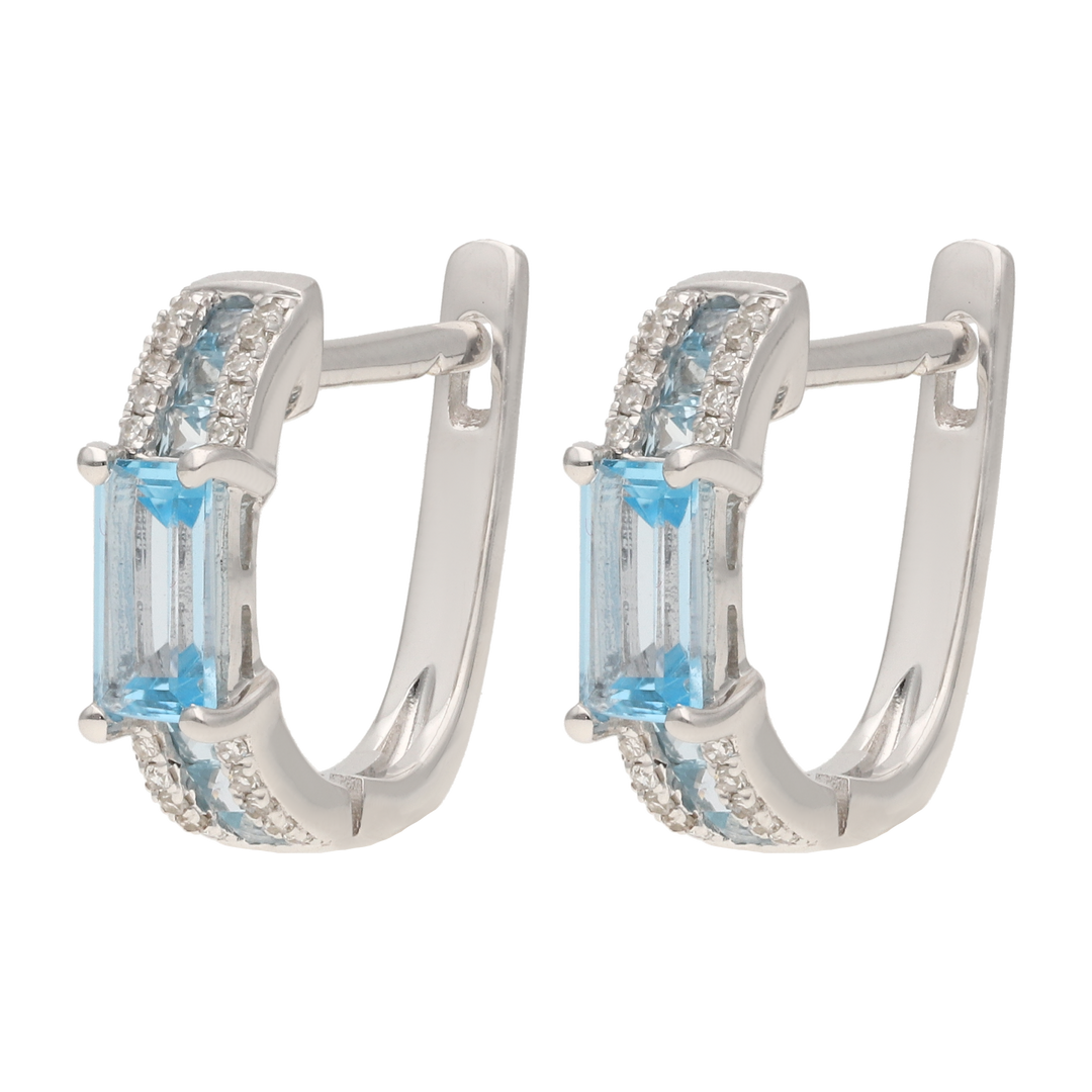 Arracadas topacio y brillantes oro blanco 14K