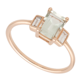 Anillo amatista verde oro rosa 14K