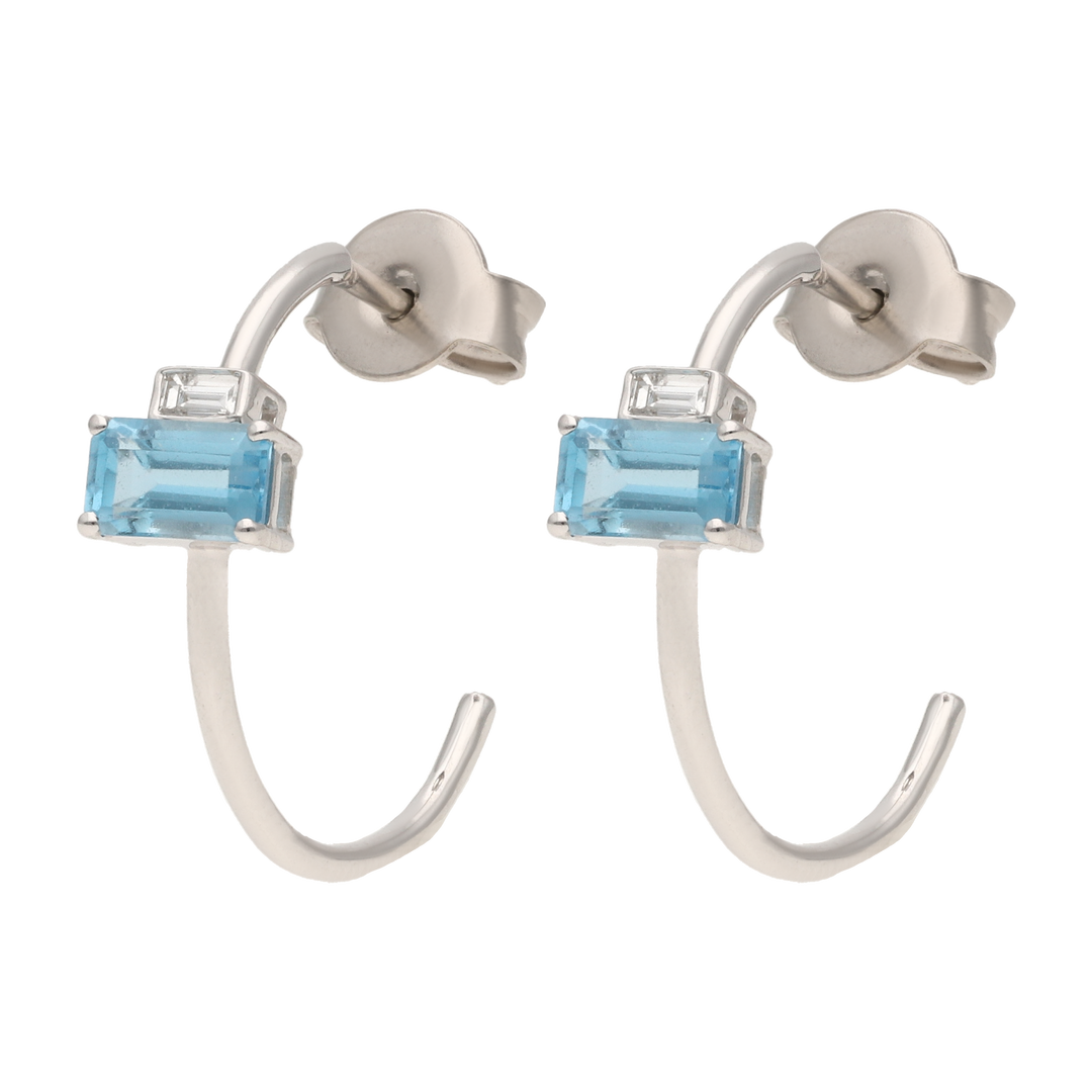 Arracadas topacio y diamante oro blanco 14K
