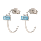Arracadas topacio y diamante oro blanco 14K