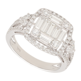 Anillo diamantes oro blanco 14K