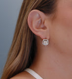 Aretes diamantes oro blanco 14K