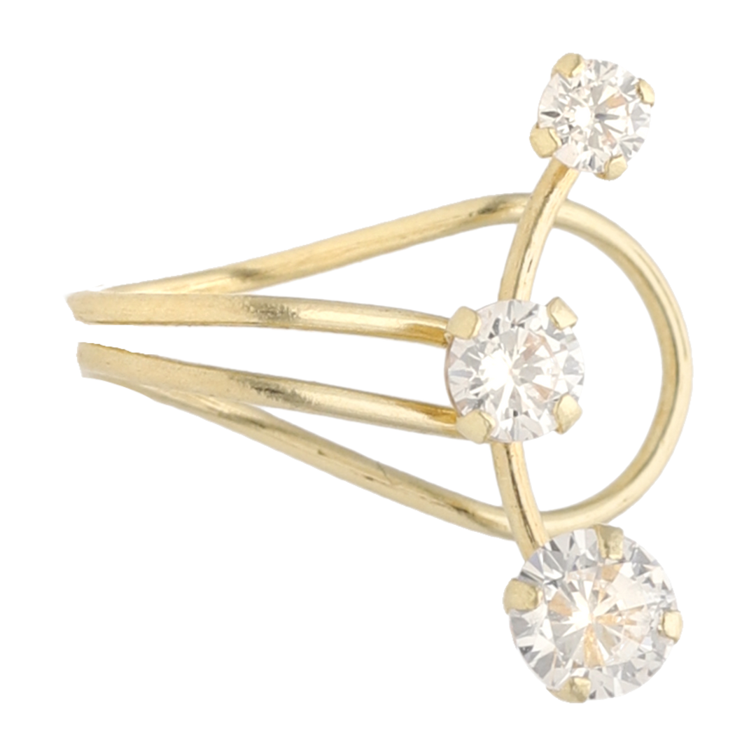 Earcuff 3 circonias 10K