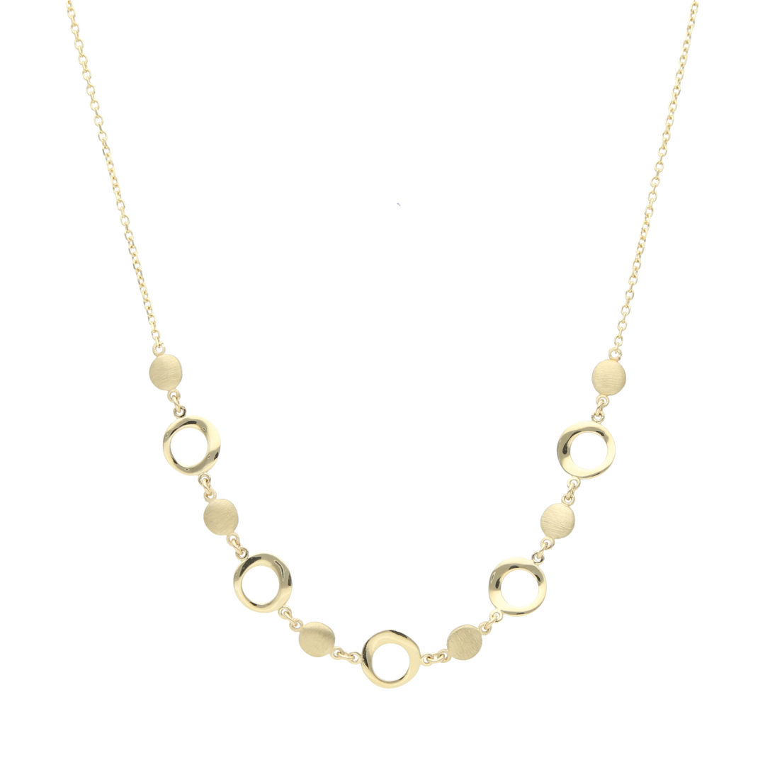 Collar círculos liso y mate 14K