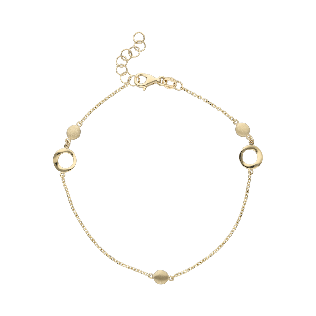 Pulsera círculos liso y mate 14K