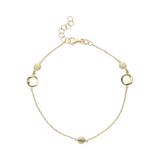 Pulsera círculos liso y mate 14K