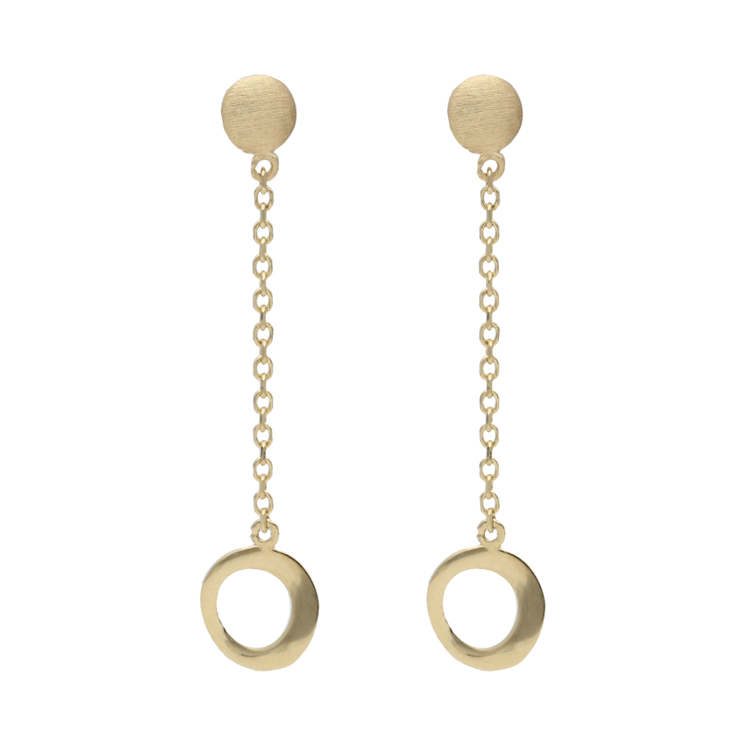 Aretes largos círculos 14K