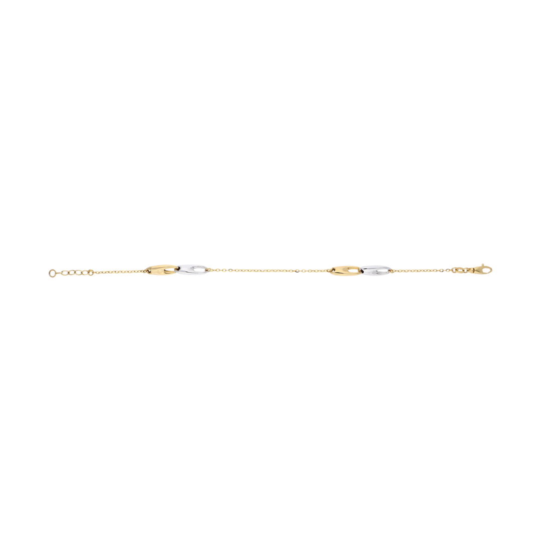 Pulsera bicolor 2 eslabones 14K