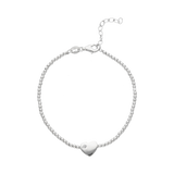 Pulsera bolitas y corazón plata