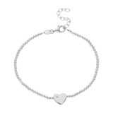 Pulsera bolitas y corazón plata