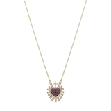 Collar Sagrado Corazón piedras 14K
