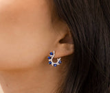 Aretes media luna circonias gota plata