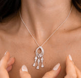 Set anillo/aretes/collar 3 filas circonias plata