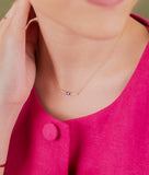 Collar sonrisa zafiro baguette y brillantes 14K
