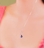 Collar dije bisel hueco zafiro gota y brillantes 14K
