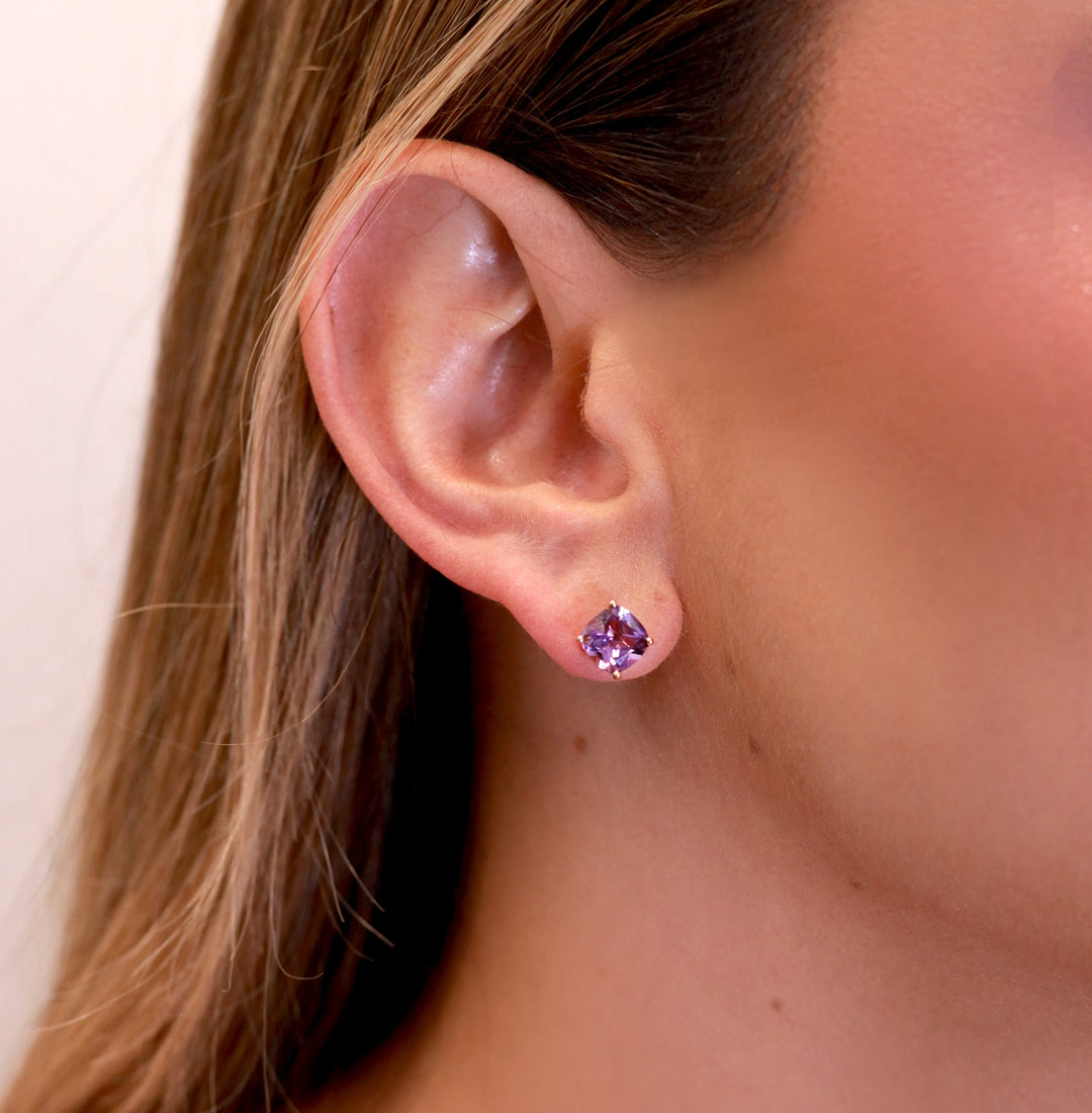 Broquel amatista oro rosa 14K