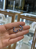 Aretes media luna circonias gota plata