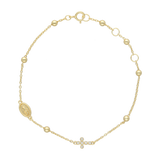 Pulsera plata escapulario Virgen Milagrosa y bolitas
