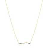 Collar barra curveada circonias colores plata