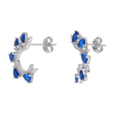 Aretes media luna circonias gota plata