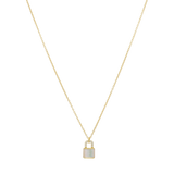 Collar candado madre perla plata