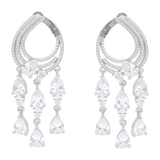 Set anillo/aretes/collar 3 filas circonias plata
