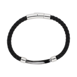 Pulsera cuero trenzado placa acero