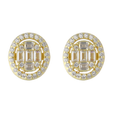 Broquel oval circonias baguettes plata