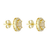 Broquel oval circonias baguettes plata