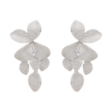 Aretes flor pave circonias cascada plata