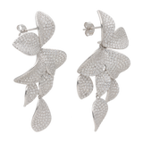 Aretes flor pave circonias cascada plata