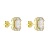 Broquel cushion circonias blancas plata