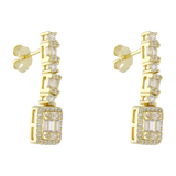 Aretes largos baguettes circonias plata