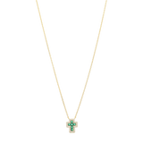 Collar cruz color y bisel circonias blancas