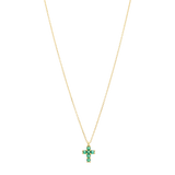 Collar cruz circonias verdes plata