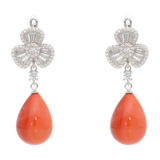 Aretes largos flor petalos perlas/coral/turquesa plata