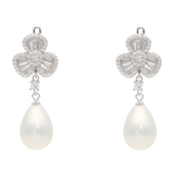 Aretes largos flor petalos perlas/coral/turquesa plata